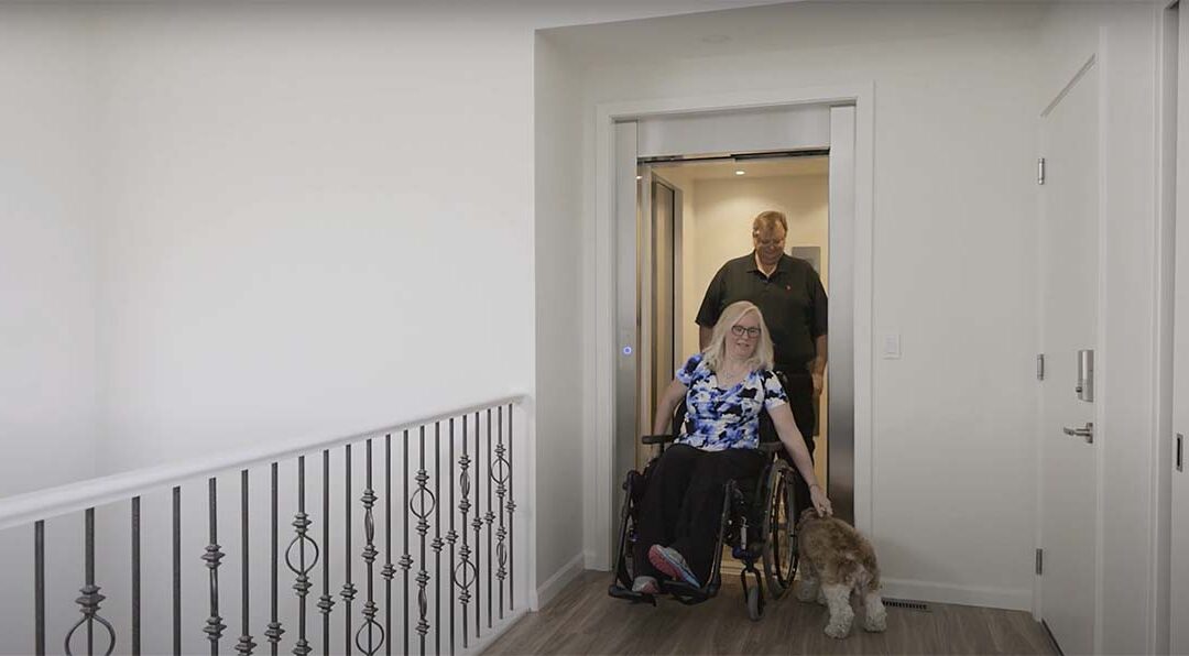 woman using residential personal elevator