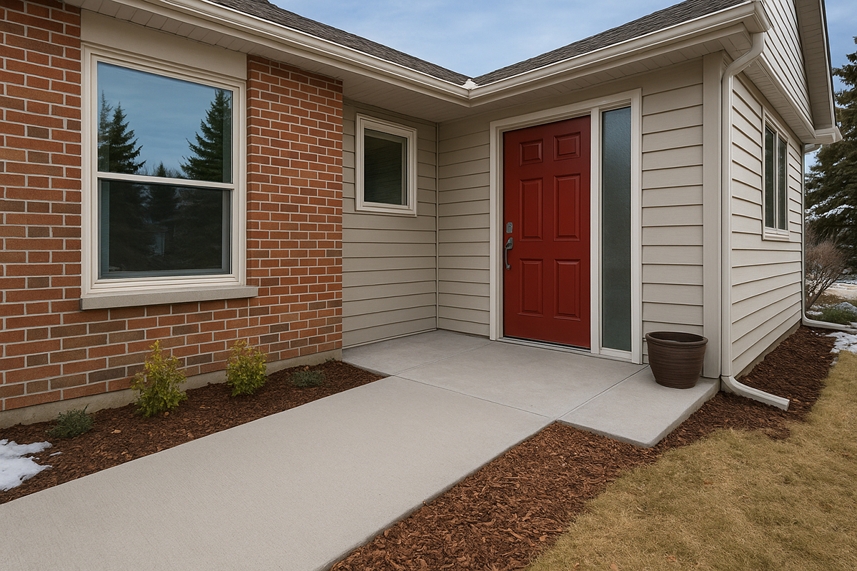 Zero-step barrier-free entryway in Calgary home for aging in place