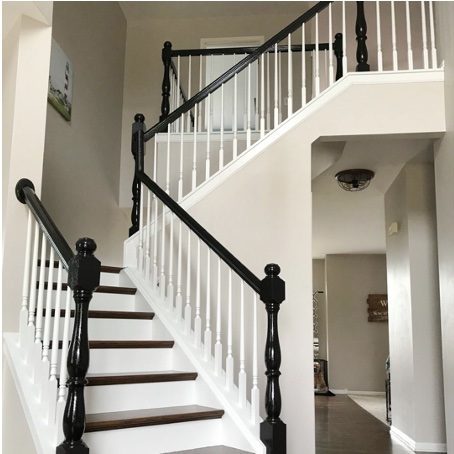 Safe residential staircase with handrails designed for seniors aging in place in Calgary home